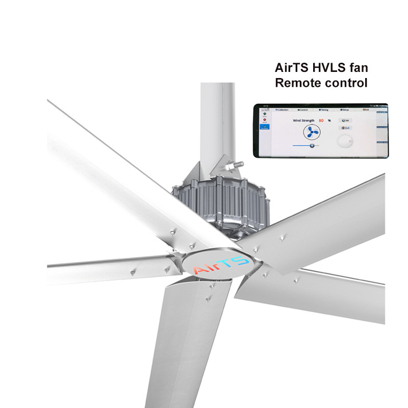 AirTS industrial ventilation HVLS fan big commercial ceiling fan for warehouse hotel factory farm with wireless control