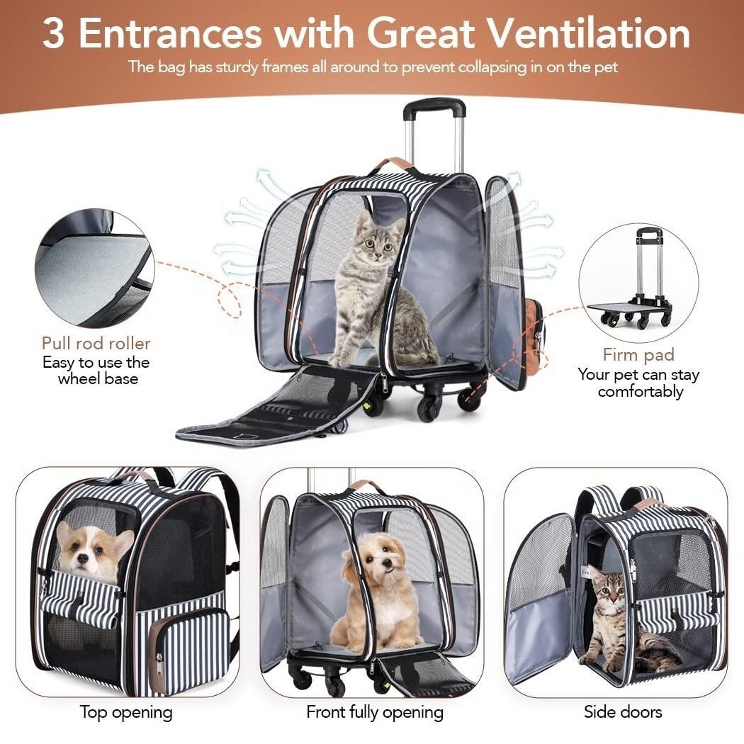 Cat Carrier Backpack Expandable Extra Large Travel Pet Backpack Adjustable Pet Bag Small Dog Cat  Carrying Backpack