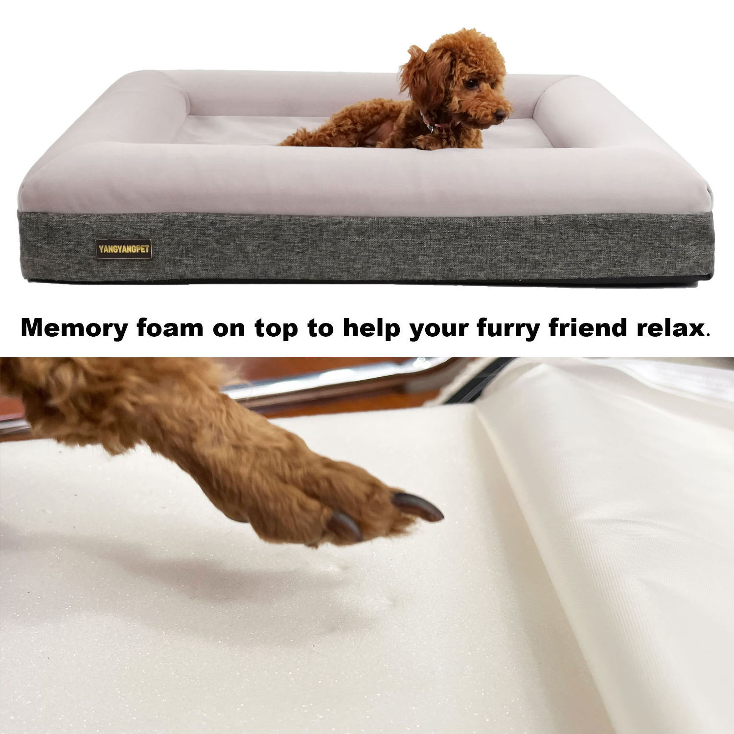 HONGJU Durable Waterproof Removable Washable Cover orthopedic Memory Foam Dog Pet Bed