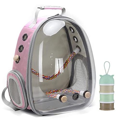 Pet  Carrier Cage  Bird Travel Backpack with Stainless Steel Tray and Standing Perch