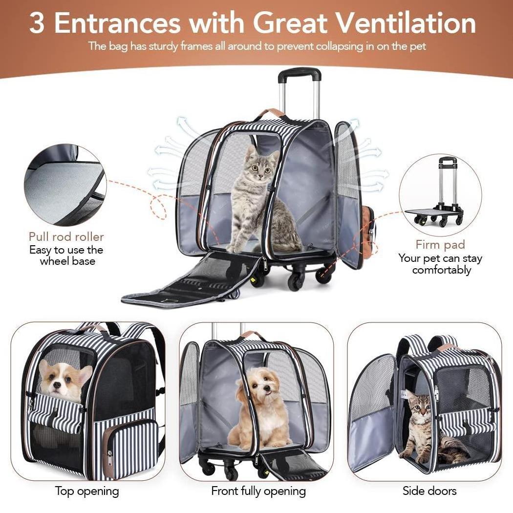 Factory Wholesale Pet Dog Carrier Stroller Cat 5 Wheels Travel Cart Detachable Luxury Big Larger Dog Pet Stroller for Dogs