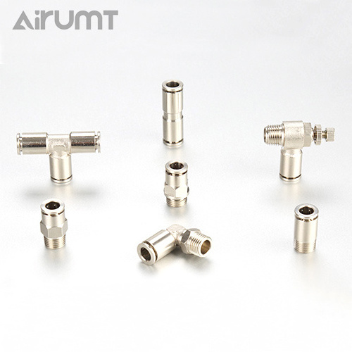 Brass Nickel Fitting Male Straight Inner Hexagon Metal Push In Fitting With O-ring