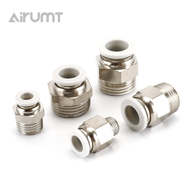 HOT AIRUMT PC Straight NPT/BSPT/G Thread  Push in fitting  Plastic air tube Connector Pneumatic Fittings PUSH TO CONNECT FITTING