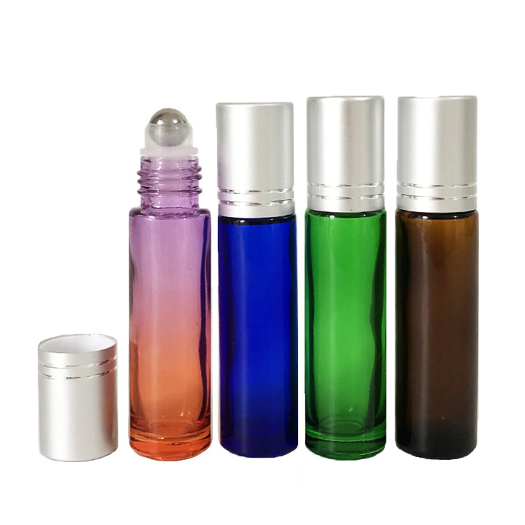 custom color essential oil bottle clear 10ml perfume oil roll on glass bottle  with roller ball