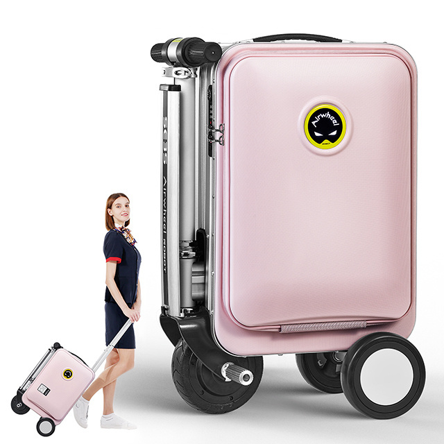 Airwheel ride on aluminum suitcase scooter suitcase fancy vintage luggage Wholesale 3 wheels multifunction mini luggage suitcase