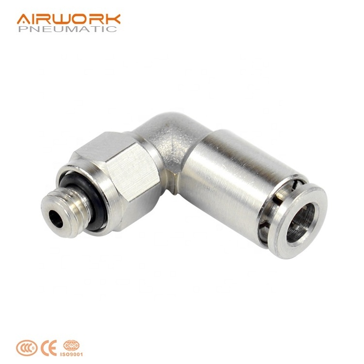 PL m5 90 degree connector mini elbow pneumatic brass joint air hose one-touch swivel  fittings with male thread