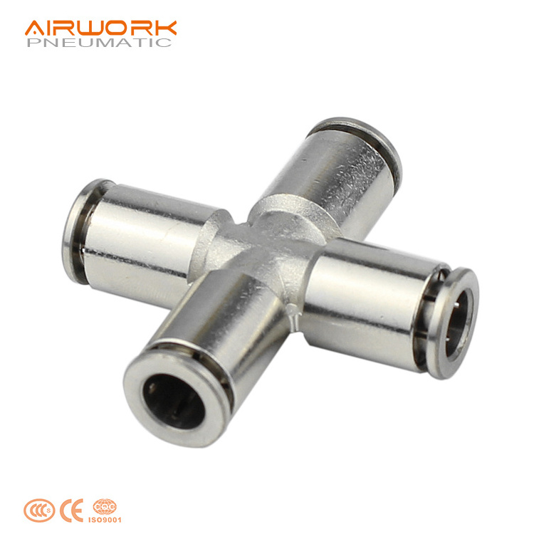 PZA-6MM pneumatic four 4 way union equal copper cross air brass connect pipe fittings