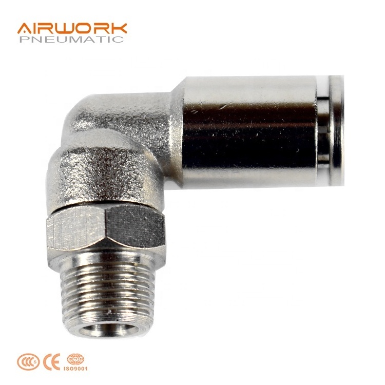 PL m5 90 degree connector mini elbow pneumatic brass joint air hose one-touch swivel  fittings with male thread