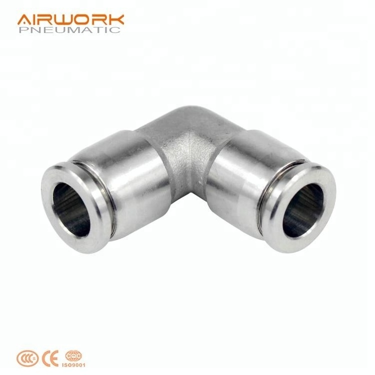 PV pneumatic stainless steel equal elbow 90 degree pu push in on air pipe fitting connector