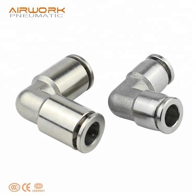 PV pneumatic stainless steel equal elbow 90 degree pu push in on air pipe fitting connector