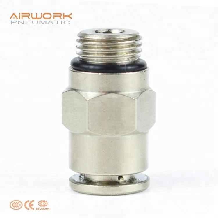 Nickel Plated Brass Copper Material Stainless Steel Pneumatic metal push-in Fittings Hose Connector