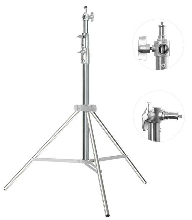 Stainless Steel Heavy Duty Photography Tripod Light Stand 2.8m Studio Lighting Tripod for Speedlight, Softbox, Umbrella