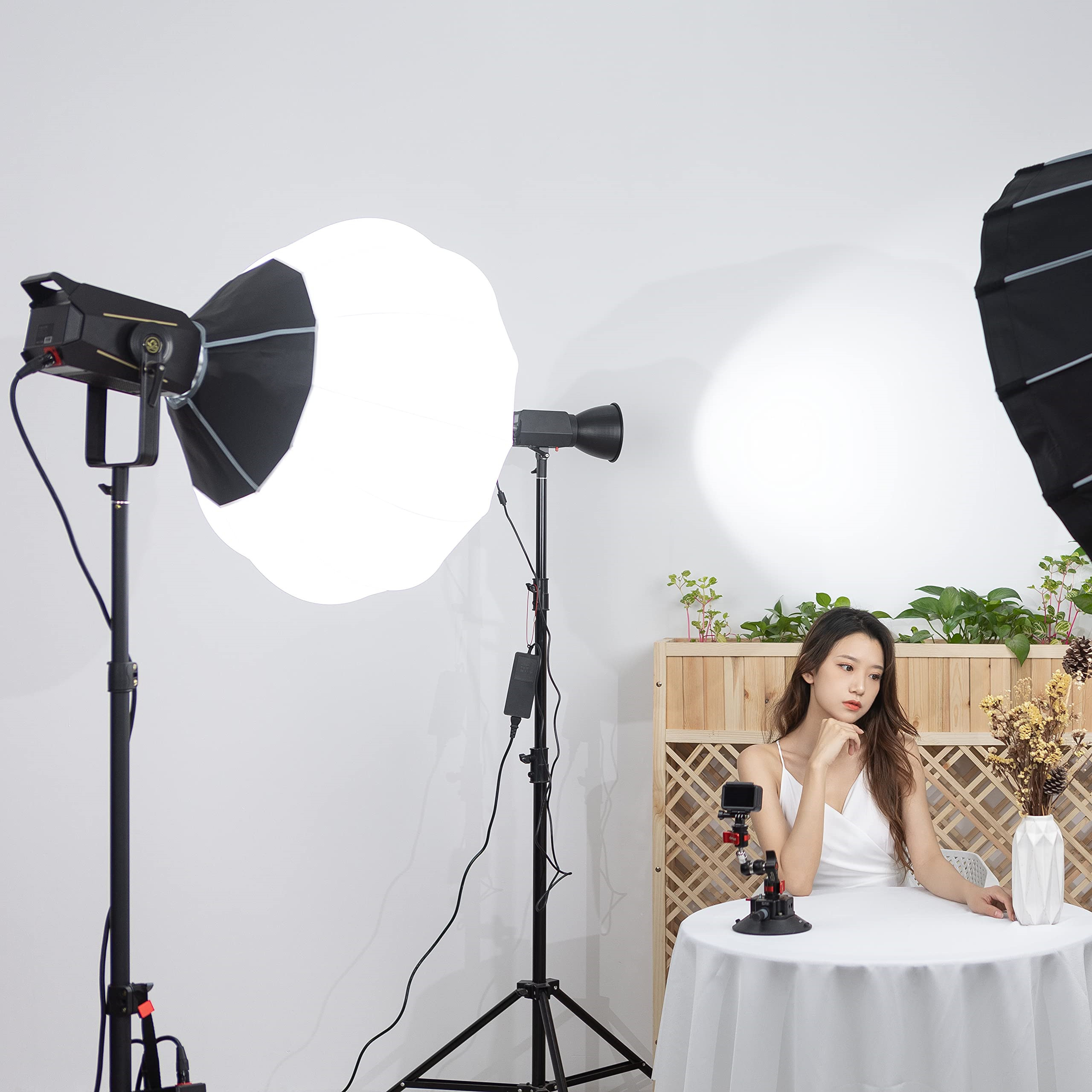 Lantern Softbox Spherical Collapsible Softbox Quick-Install with Socket for Studio Photography Video Lighting Accessory