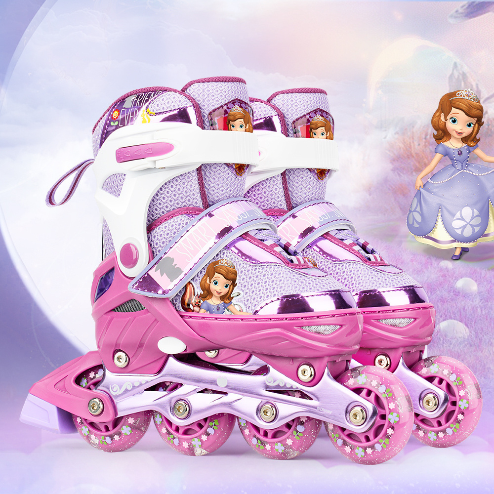 Disney Hot Selling Light Skate Shoes  Speed  Scating Skates Shoes For Kids Adjustable 4 Roller Skate