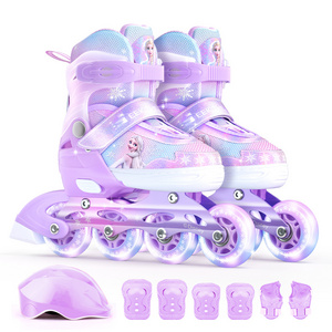 Disney Hot Selling New Skates Outdoor Freestyle Ice Skates Shoes Children Flashing Adjustable Patin Roller Skate Shoes