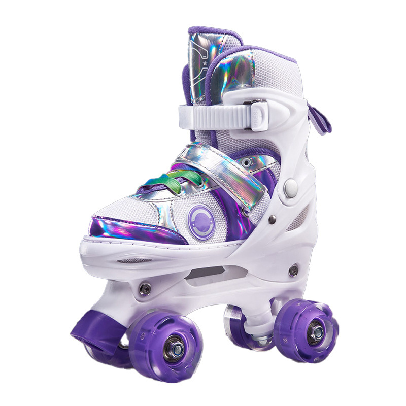 Aisamstar Wholesale Custom 313 Kids Roller Skates With Flashing Double Row 4 Wheels Roller Skates