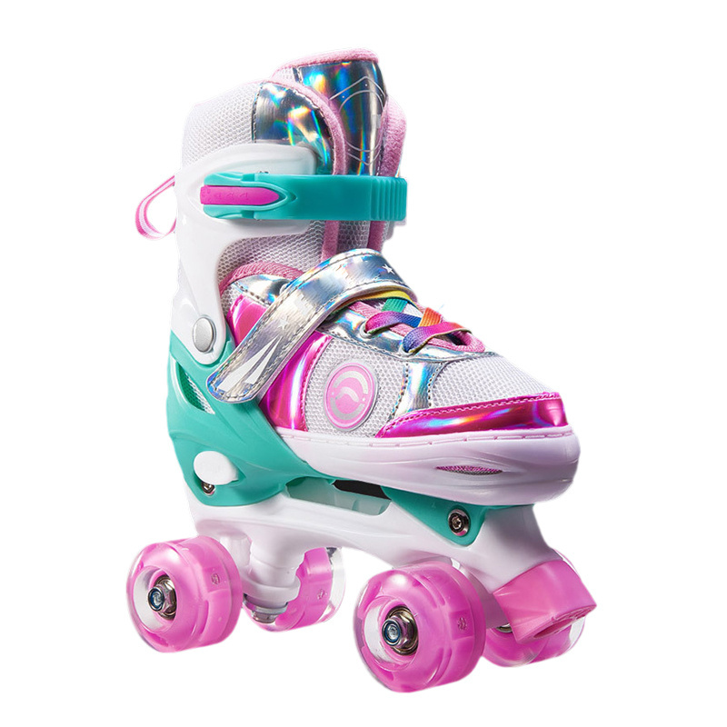 Aisamstar Wholesale Custom 313 Kids Roller Skates With Flashing Double Row 4 Wheels Roller Skates