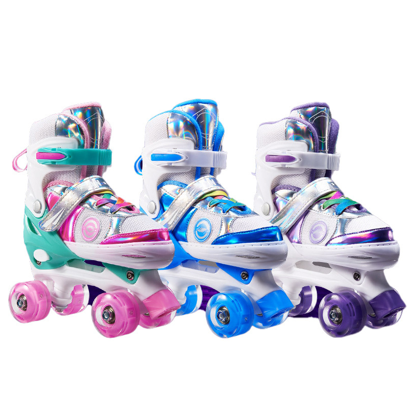 Aisamstar Latest Style Rainbow Indoor Kids Roller Skating Best Flashing Wheels Roller Skates