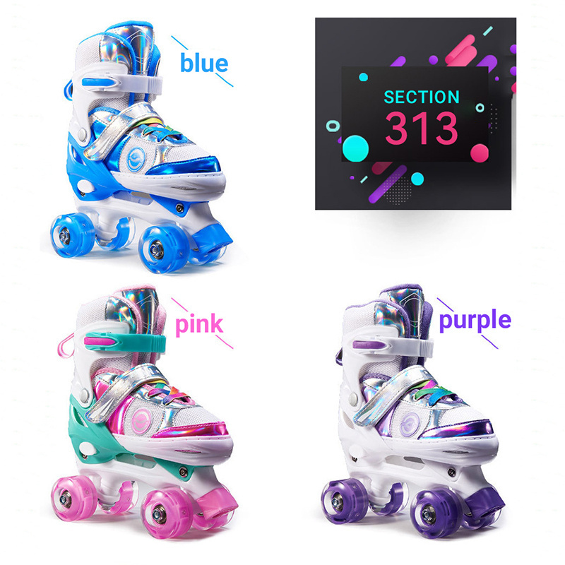 Aisamstar Latest Style Rainbow Indoor Kids Roller Skating Best Flashing Wheels Roller Skates