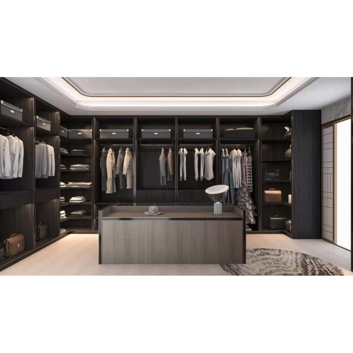 Custom design Luxury Modern Customized Mirrored Sliding Door Wardrobe Walk In Closet  For Bedroom Furniture