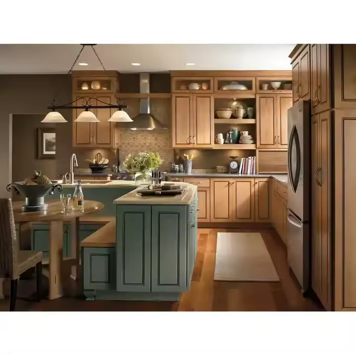 Classic kitchen pantry cupboards one-stop solution solid wood kitchen cabinets