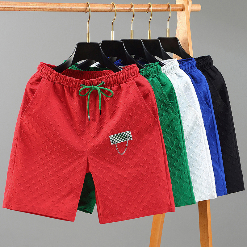 Casual Shorts Men Polyester Running Sport Baseball Shorts Male Summer Elastic Waist Loose Solid Knee Length Pant Bermuda New