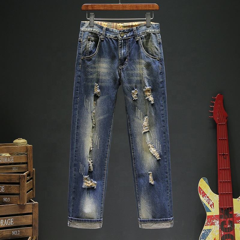 Custom Loose Fit Vintage Flared Jeans Men's Stacked Denim Men's Jeans High Quality Pants Blank Denim Loose Men's Jeans