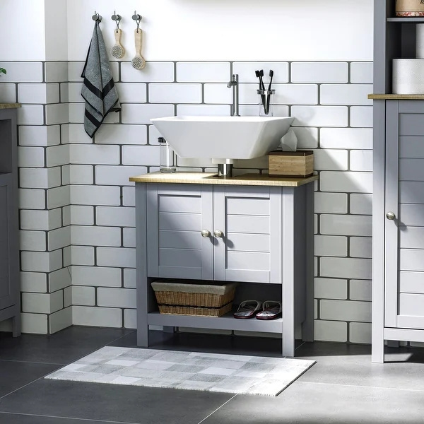 Grey Pedestal Under Sink Design Bathroom Vanity Unit Bathroom Under Sink Cabinet with Adjustable Shelf