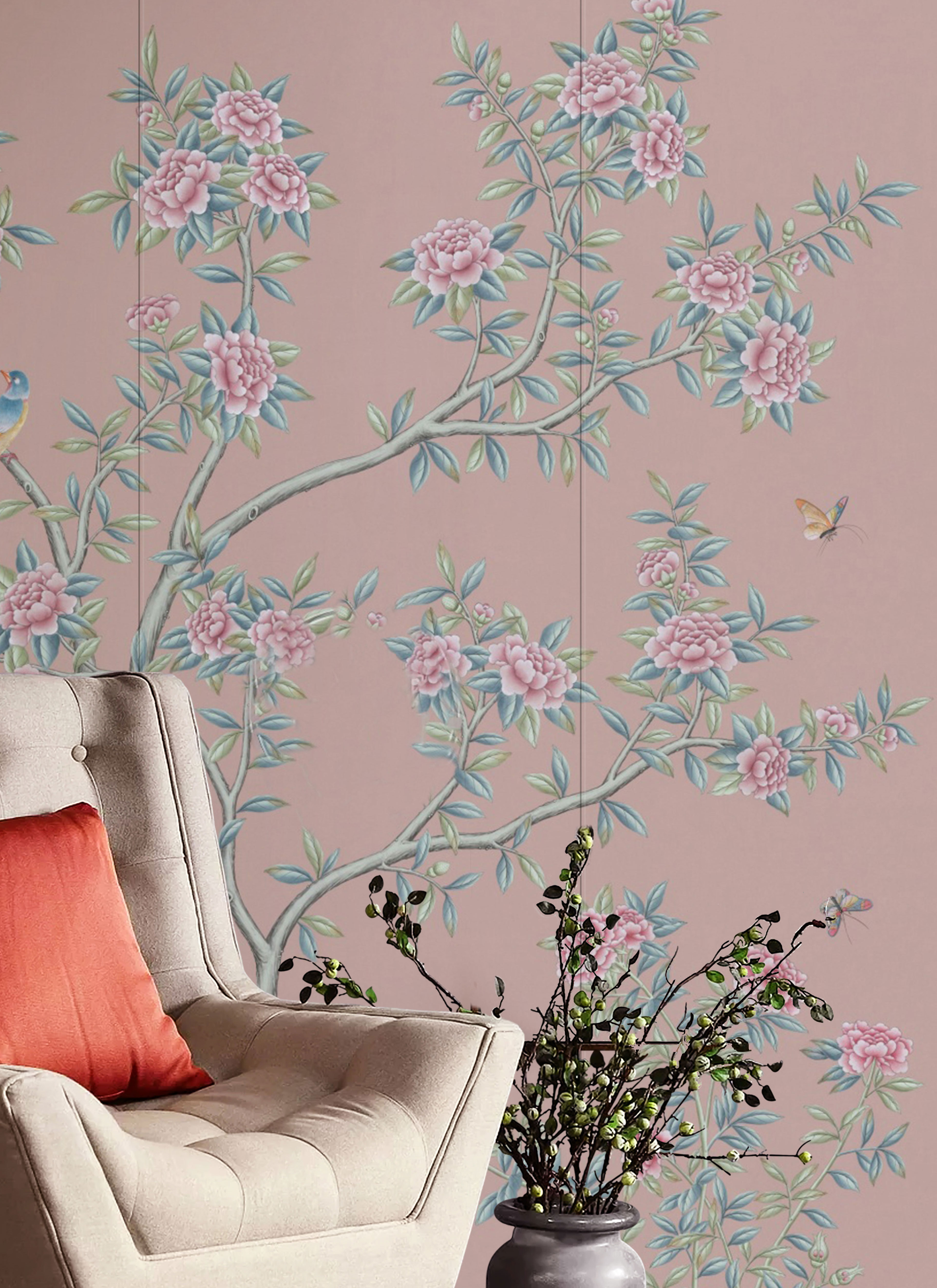 New Handmade Embroidered Wallpaper Luxury Effect Design Wallpaper Home Wallpaper