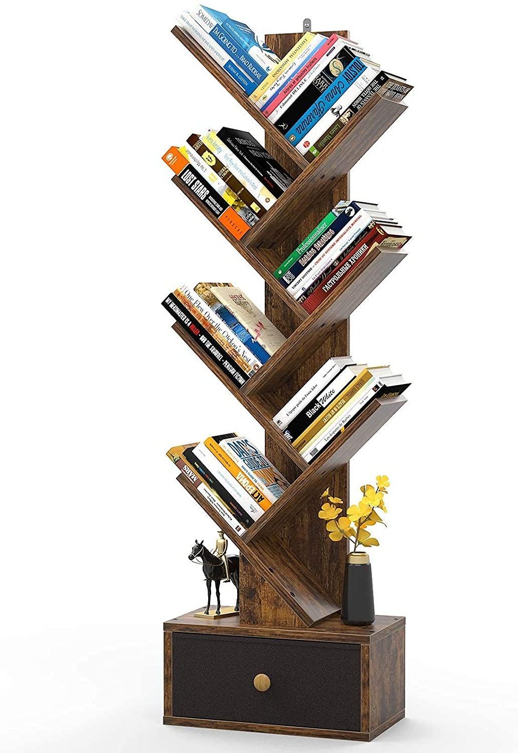 Wholesale Wood Portable Tree Book Shelf  Bookcase Shelf Storage Holders Racks for Kids