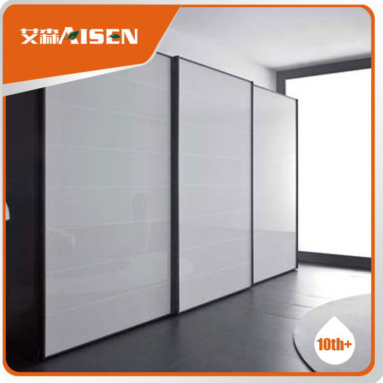 Bedroom Custom Grey 3 Door Sliding Mirror Wooden Melamine Wardrobe