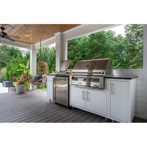 new design Customized white inset style Stainless Steel Outside Grill BBQ Island Outdoor Garden Kitchen