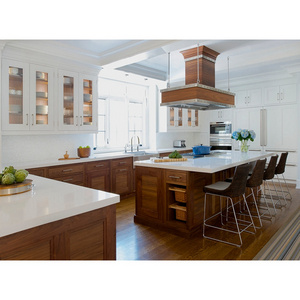 modern designs solid wood corner kitchen cabinets with granite quartz countertops and sink