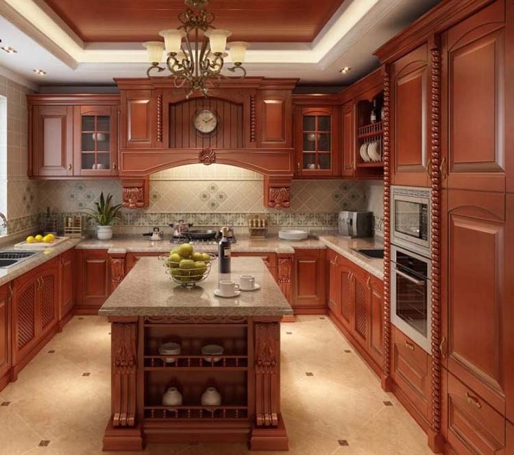 Classic Italian style design solid wood furniture kitchen cabinet