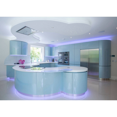 Modern Fashion Curved Island High Gloss Lacquer Doors Kitchen Cabinets