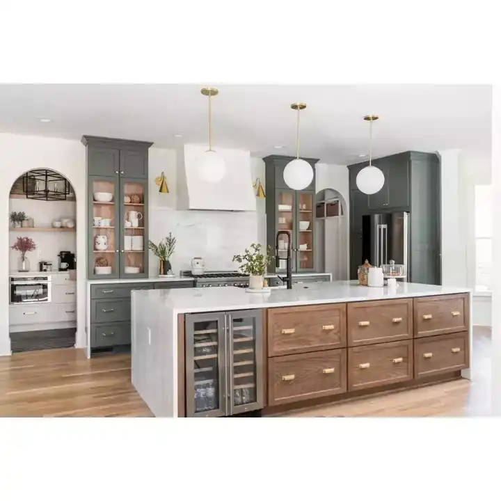 AisDecor Custom Kitchen Furniture Pantry Cupboards Cherry Wood Kitchen Cabinet