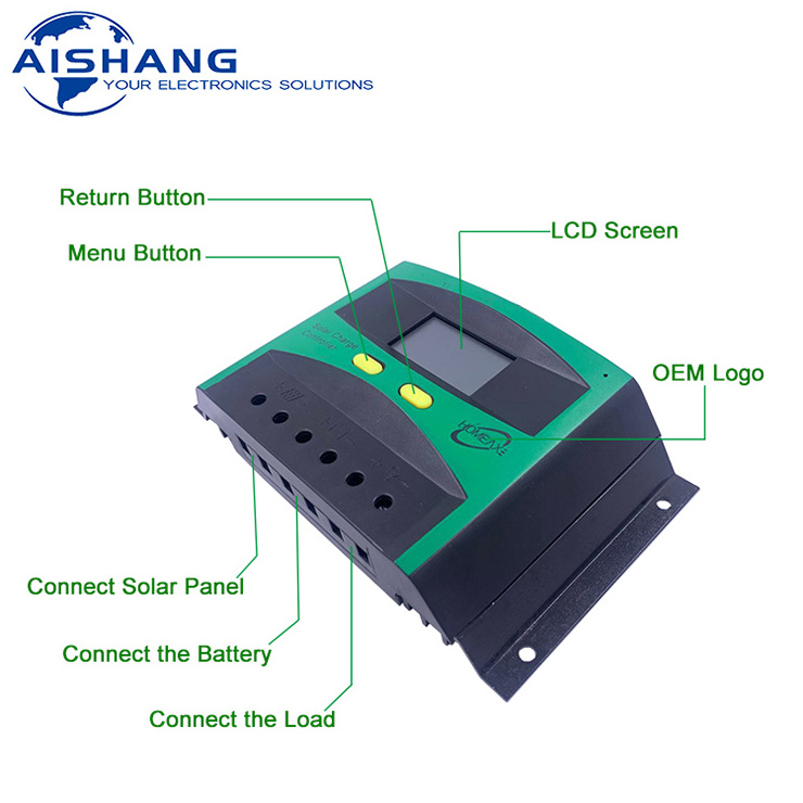 AISHANG Oem Wholesale sun energy system smart regulator 12/24V 30A solar pmw charge controller