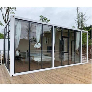 Flat Pack Modular 20ft 40ft glass container waterproof container house for portable restaurant buildings