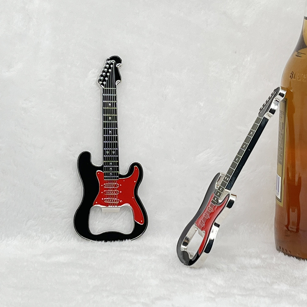 Wholesale Custom Factory Price Sublimation Beer Guitar shaped Wedding Bottle Opener for Drinkers Music Guitar Lover