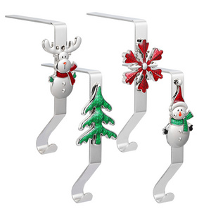 Sets 4 Hot Selling Metal  L Shaped Color Standing Christmas Stocking Holder for Home Decoration