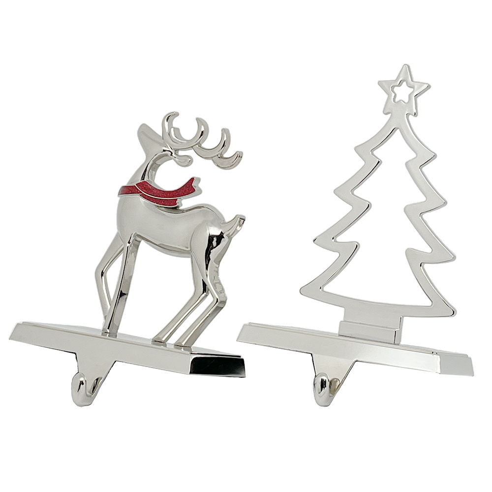 Custom Manufactured Reindeer Metal Stocking Hanger Decorative Christmas Tree Holder for Mantel Fireplace