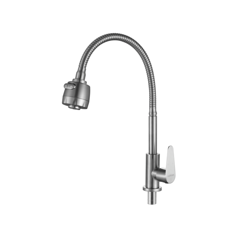 Kitchen 360 degree universal stainless steel 304 single cooling silver sink faucet