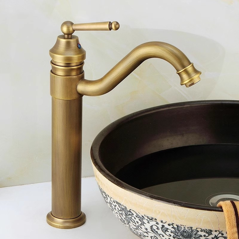 Bathroom sink Faucet Antique Finish Brass Faucets Single Handle Water Mixer Taps bronze faucet