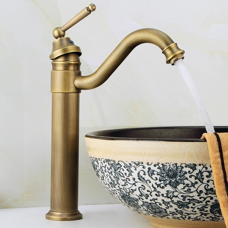 Bathroom sink Faucet Antique Finish Brass Faucets Single Handle Water Mixer Taps bronze faucet