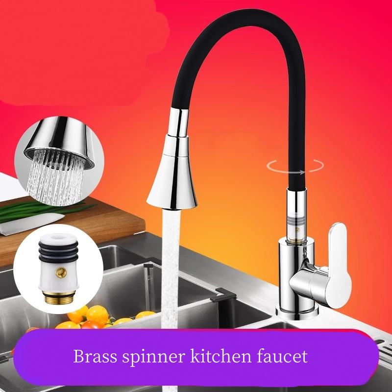 Single Handle Decked Mounted Kitchen faucet 360 Degree Swivel Kitchen Faucet Tap Cold and Hot Kitchen Water Bar Sink Faucet