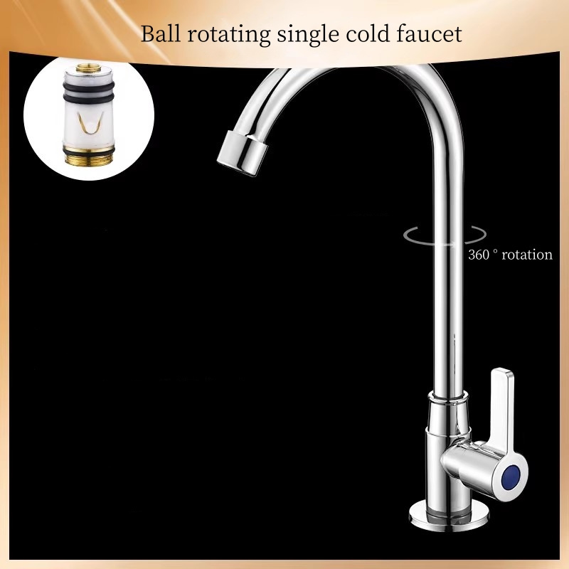 Factory supplier bathroom ball rotating sink faucet single handle cold water wash basin faucet