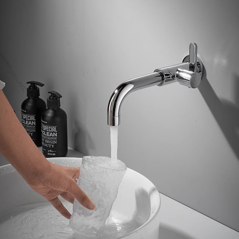 Wall faucet bathroom concealed modern single hole wall mounted  single cold water faucet