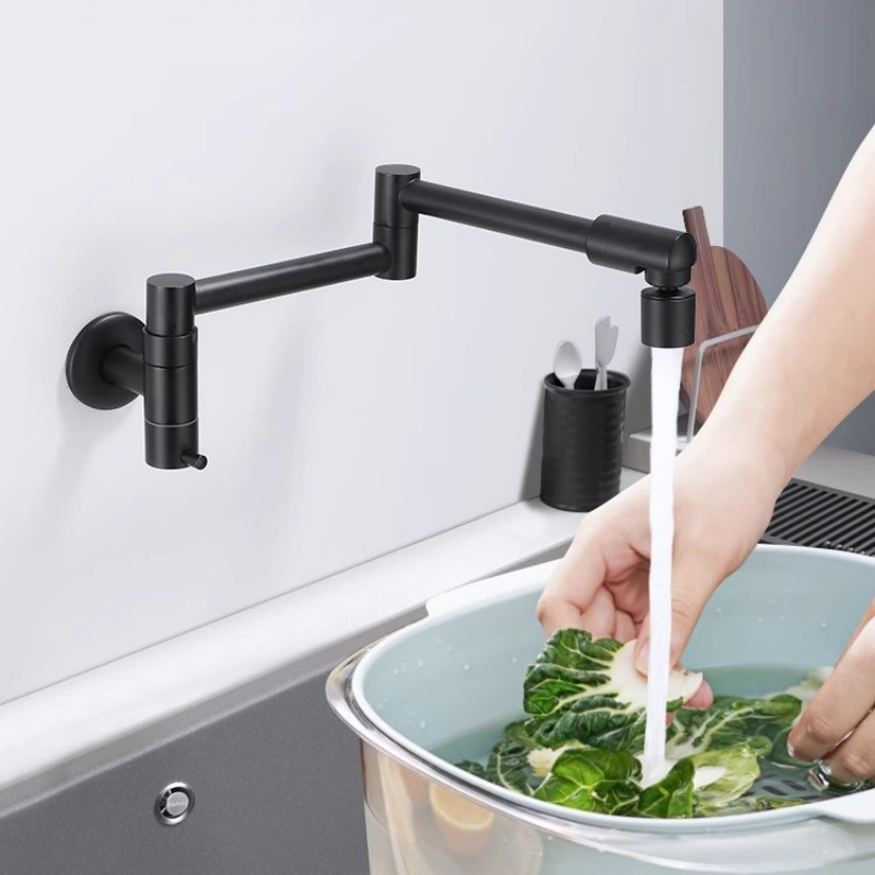 Commercial Extension Folding Stretchable Restaurant Kitchen Sink Faucet Wall Mount Kitchen Pot Filler Faucet