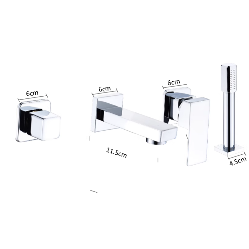 Brass Chrome Concealed Wall mounted brass Filler Tub bathroom bathtub Faucet & shower mixer tap faucet set