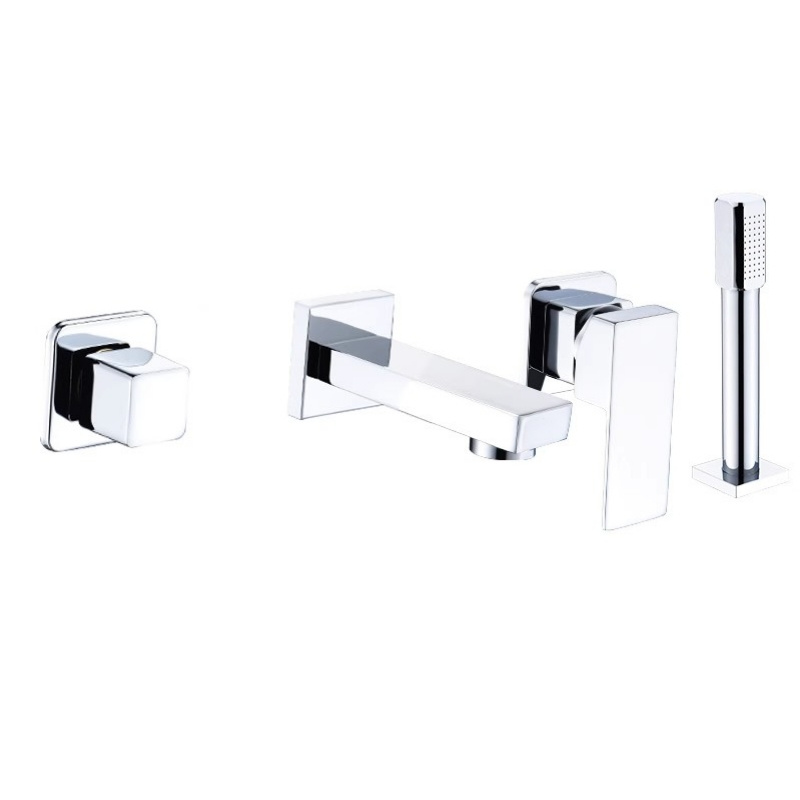 Brass Chrome Concealed Wall mounted brass Filler Tub bathroom bathtub Faucet & shower mixer tap faucet set